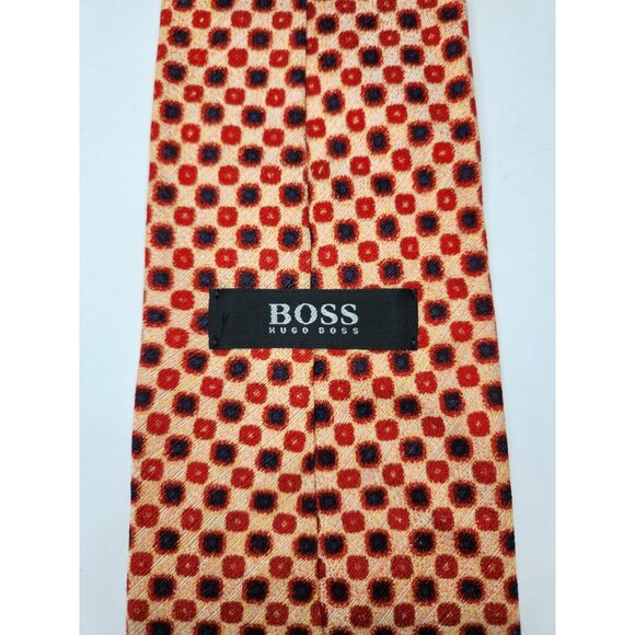 57" 100% Silk Orange Hugo Boss Tie Made In Italy - Picture 4 of 6